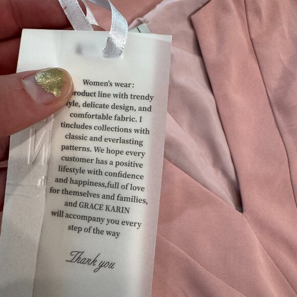 Grace Karin NWT pink pleated sleeveless dress tie belt V-neck size small D50 - Picture 4 of 9